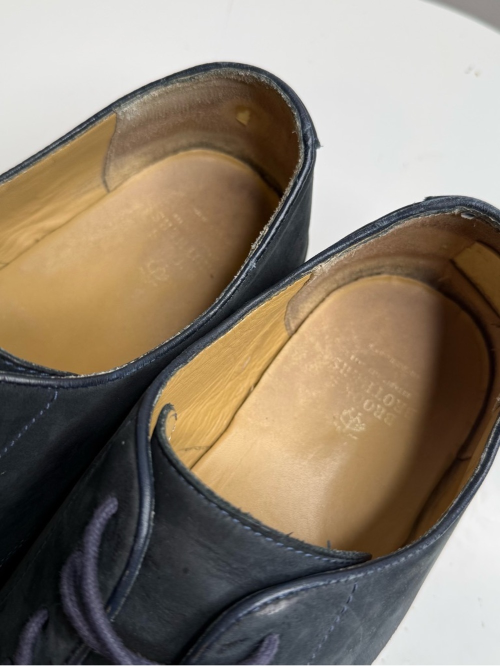 Brooks Brothers Dark Blue Suede Derby Shoes with Brown Sole - Picture 5 of 10